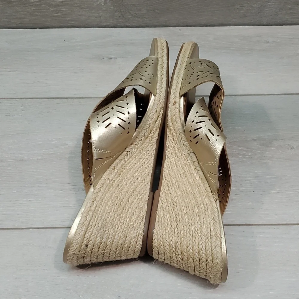 NEW Lucky Brand Womens Keela Leather Sandals Wedge Shoes sz 10M